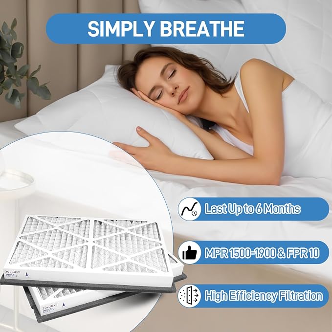 20x30x3 MERV 13 Pleated Air Filter, 2 Pack, Compatible