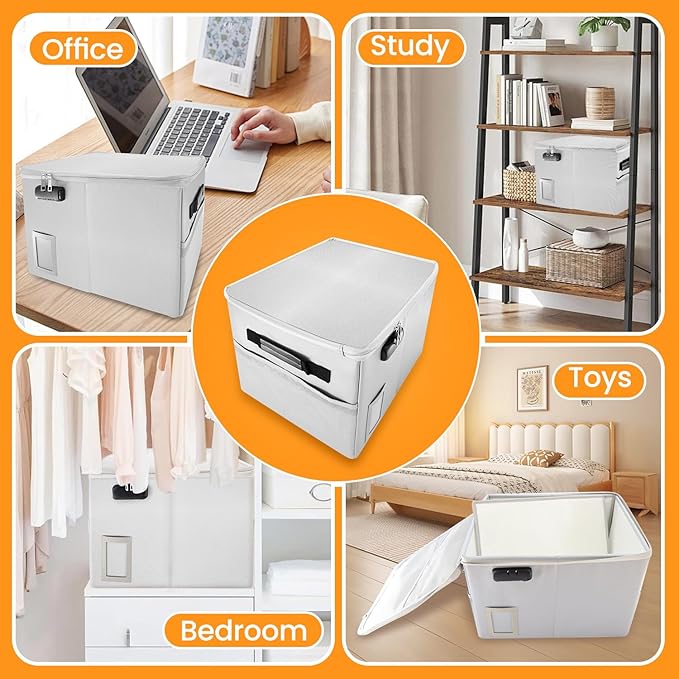 Upgraded 5200°F Fireproof Document File Organizer Box, Fireproof Storage Filing Cabinet Box with Lock, Portable Office Safe for Hanging Letter/Legal Folder 16.1 x 12.9 x 11in (Grey)