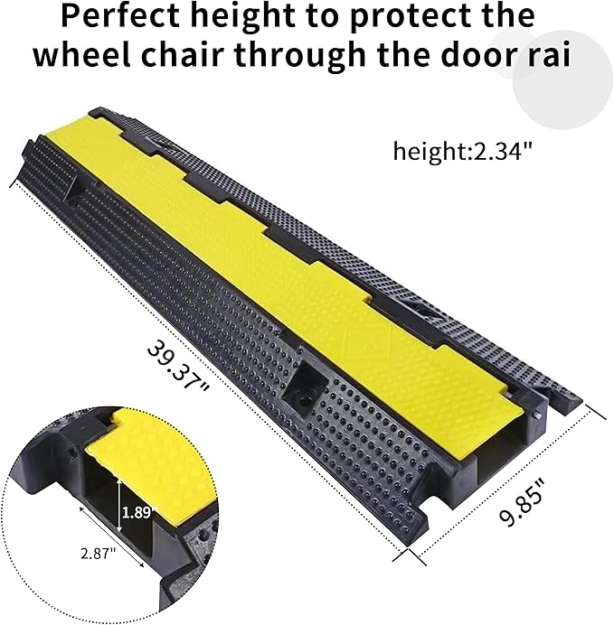 Cable Ramp Cable Protector Ramps Wire Hose Protective 1 Channel Traffic Rubber Plastic Cord Cover Speed Bump for Asphalt Concrete Gravel Driveway Outdoor, 3 Packs