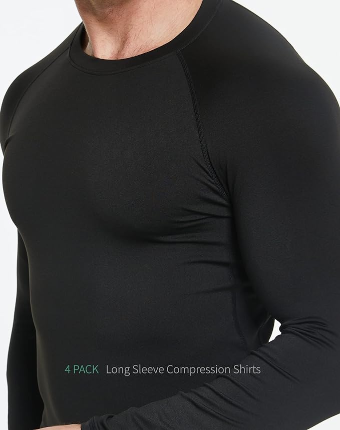 5 or 4 Pack Compression Shirts for Men Long Sleeve Athletic Base Layer