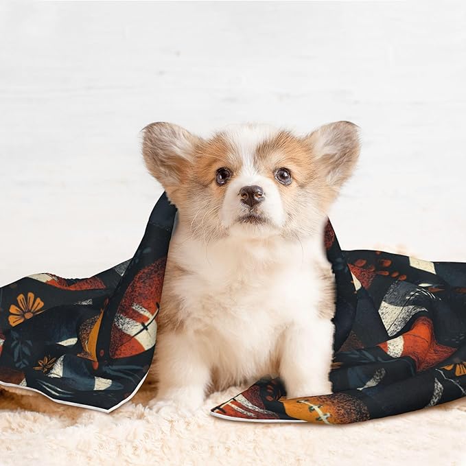 Waterproof Dog Blanket Soft Pet Blanket for Puppy Cat, Fleece Cat Throw Blankets for Furniture Bed Couch Sofa Reversible - Football