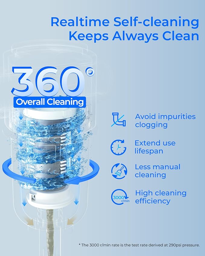Waterdrop Spin Down Sediment Filter, Reusable Whole House Water Filter System
