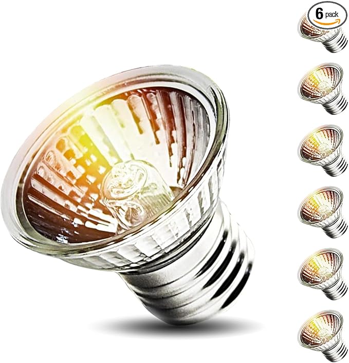 50W UVA UVB Bulbs, 6-Pack Light Turtle Heat Lamp for Reptiles and Amphibian Tanks, Terrariums and Cages, Fit E26 Heat Reptile Lamp,Works with Various Lamp Fixtures