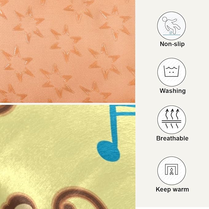 Dancing Monkey Music Notes Pet Bed Cute Dog Bed Mat Absorbing Non Slip Pad Pet Sleeping Mat for Small, Medium, and Large Dogs Puppy Cat 24 in x 18 in