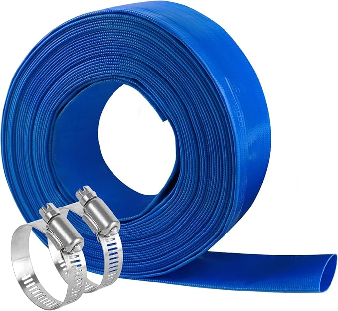 Eastrans 1-1/4''x100ft Blue PVC Lay-Flat Backwash Hose