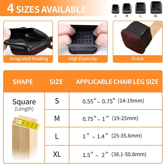 Ezprotekt 24 Pcs Square Chair Leg Floor Protectors