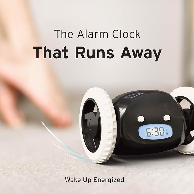 CLOCKY Extra Loud Alarm Clock for Heavy Sleepers on Wheels Rolls Runs Away