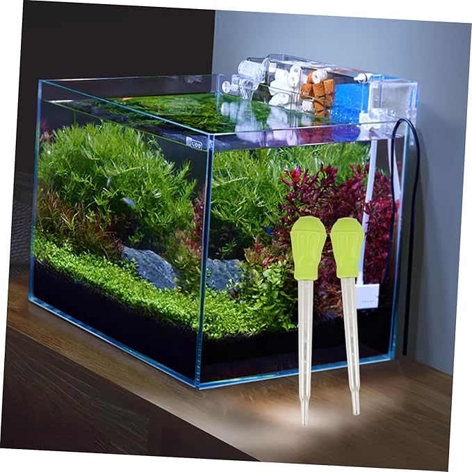 Happyyami 2pcs Manual Fish Tank Cleaner Gravel Adsorber Coral Feeder and Water Transfer Tool Compact Design for Easy Aquarium Maintenance and Waste Removal