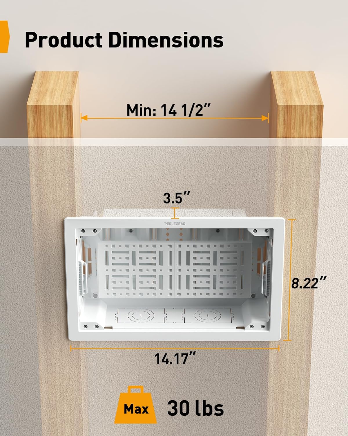 Perlegear 9″ in-Wall Media Box, Electrical Box, Cable Management Kit