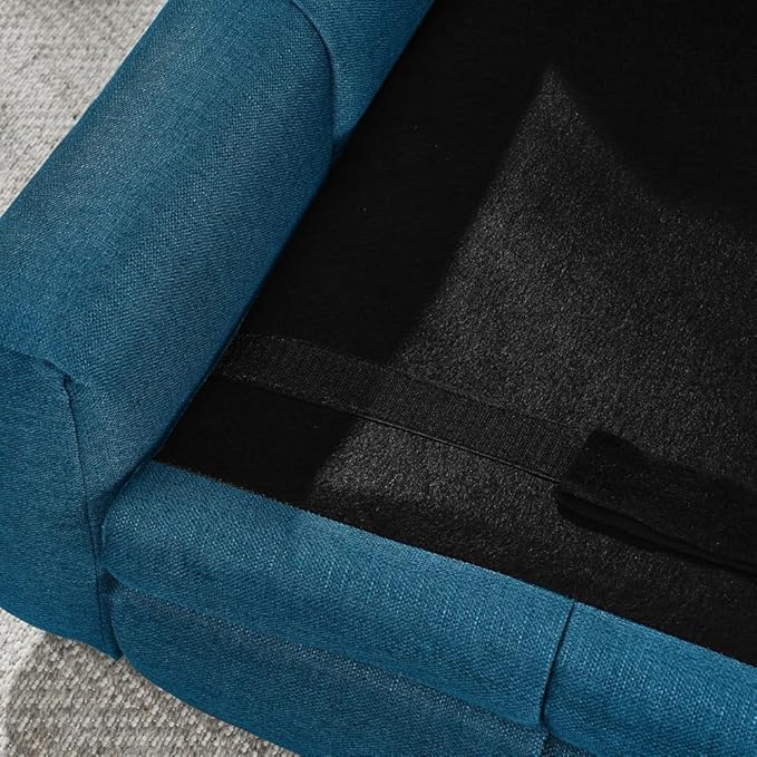 51" Soft and Comfortable Pet Bed for Large and Oversized Dogs, Durable Elevated Dog Sofa with Armrest and Backrest, Modern Linen Fabric Dog Couch, Dark Blue