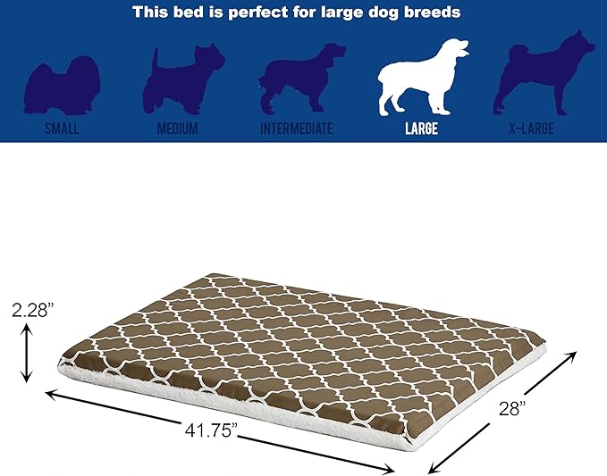 MidWest Homes for Pets Quiet Time Teflon Defender Dog Beds; Pet Beds Designed to Fit Folding Metal Dog Crates, Brown & White Geometric Pattern, 42-Inch
