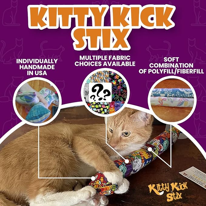 Kitty Kick Stix 15" Original Catnip Kicker Toy (Set of 2), Handmade in USA by Cat Lovers, Interactive Natural Cat & Kitten Toy, Packed with 100% Potent Catnip for All Breeds (Crayola Cats)