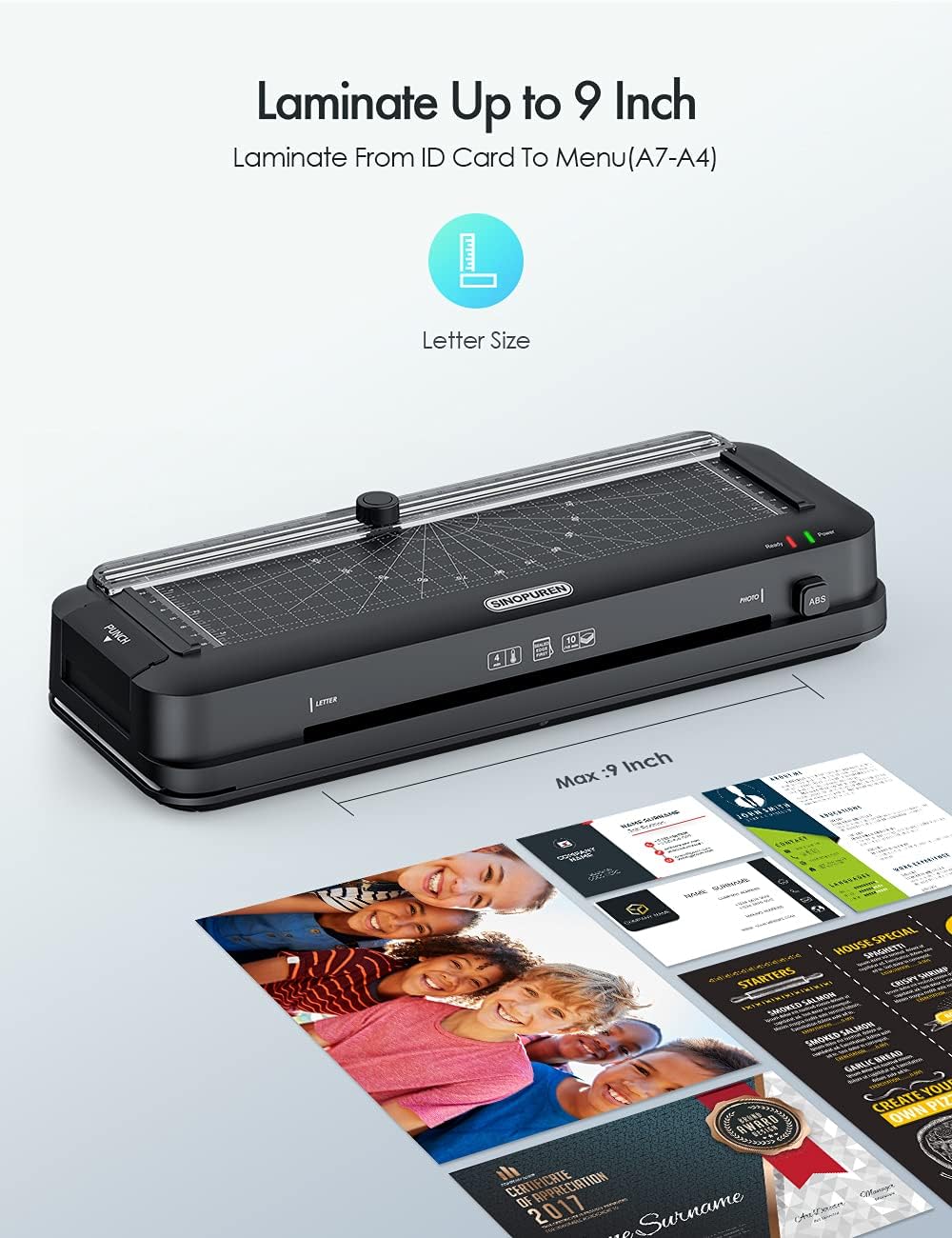 9-Inch Laminator Machine with Trimmer, 50 Pouches