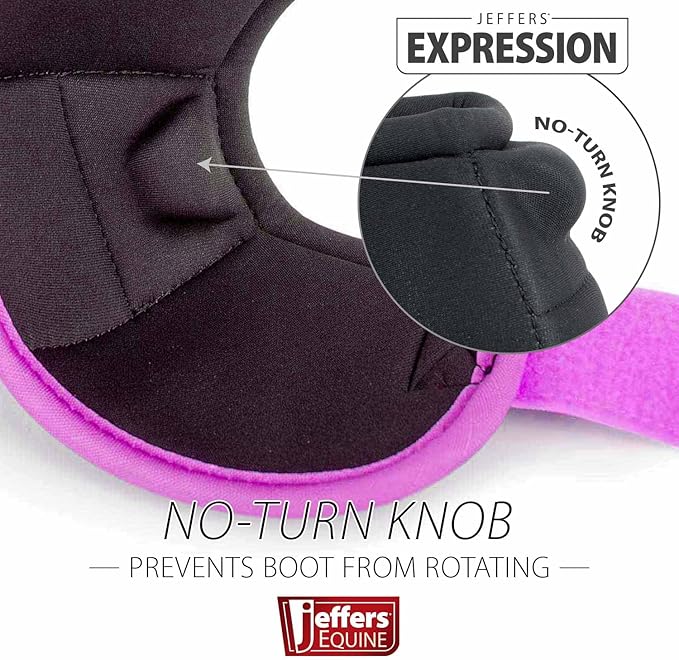 Jeffers Expression No Turn Bell Boots for Horses - Turquoise & Purple, Large | Shock Absorbing Hoof Protection | Secure Double Hook & Loop Closure, Perfect for Turnout, Training, & Riding - 1 Pair