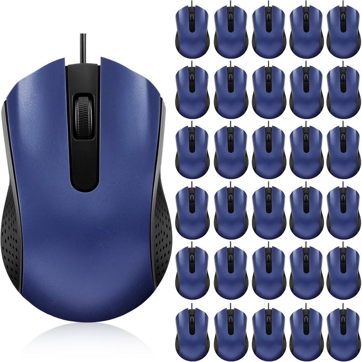 Bonuci 30 Pack Computer USB Wired Mouse Bulk 3 Button 800/1200 DPI Blue