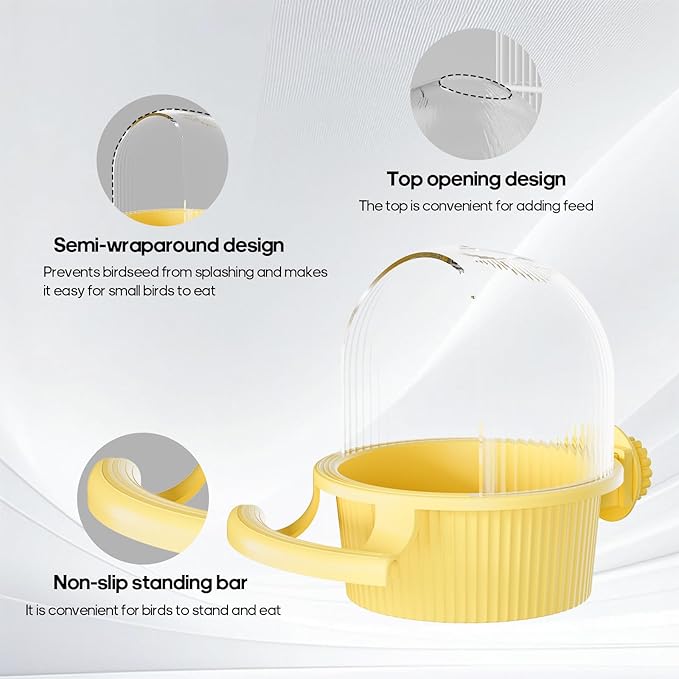 No Mess Bird Feeder Water Dispenser Set, Automatic Hydration, Bird Cage Accessories for Cockatiels Parrots Lovebirds Canarys Finches Budgies and Other Small to Medium Sized Birds (White + White)