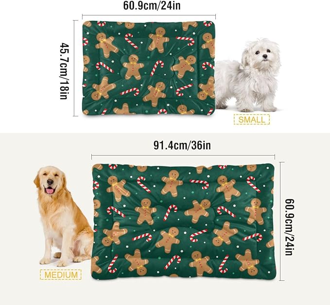 Pet Bed Christmas Gingerbread Man Dog Bed Mat Absorbing Non Slip Pad Pet Sleeping Mat for Small, Medium, and Large Dogs Puppy Cat 36 in x 24 in