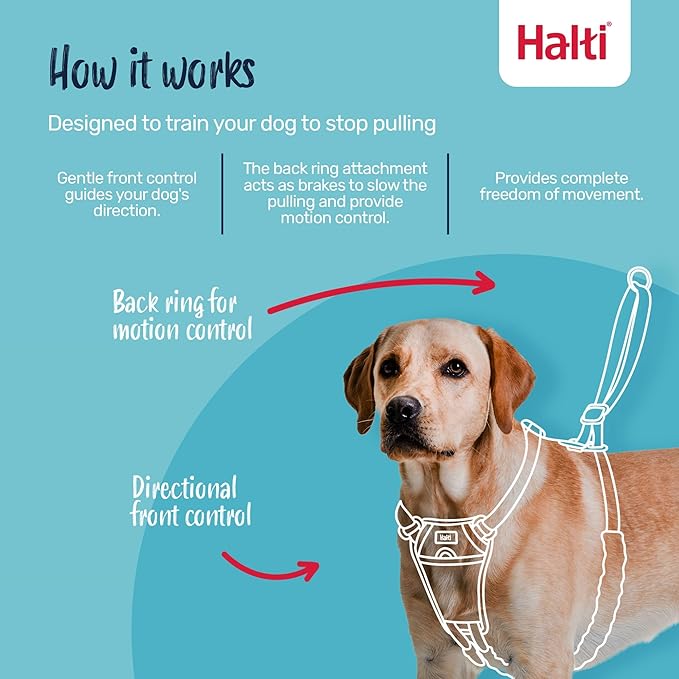 Halti No Pull Harness - Stop Your Dog Pulling on The Leash. Adjustable, Lightweight and Easy to Use. Reflective Dog Training Harness for Toy and Small Dogs (Size XS, Black)
