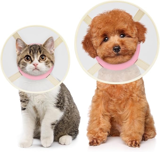 Soft Dog Cone Collar to Stop Licking-Adjustable Comfortable Mesh Recovery Collar After Surgery for Small or Miniature Dogs, Alternative to Plastic Elizabethan Collars for Neuter Incision Care (Pink,M)
