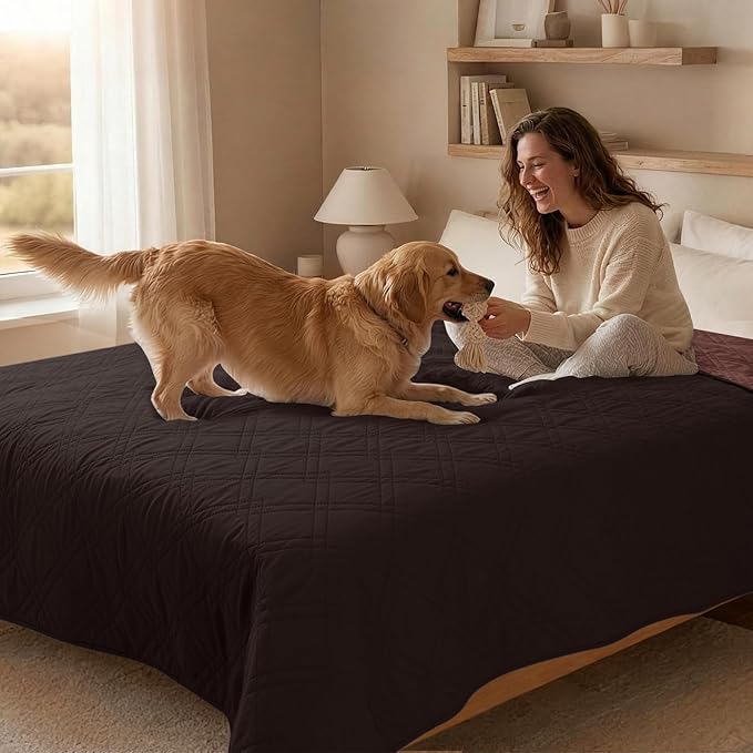 100% Waterproof Dog Couch Protector, Triple-Layer Waterproof Dog Bed Cover Pet Blanket Reversible 2-Tone Sofa Shield, Non-Slip Furniture Guard for Pets(30×30 Inch, Chocolate+Coffee)