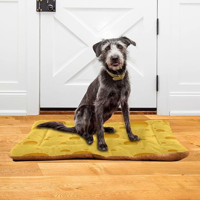 Cheese Pattern Pet Bed Cute Dog Bed Mat Absorbing Non Slip Pad Pet Sleeping Mat for Small, Medium, and Large Dogs Puppy Cat 24 in x 18 in