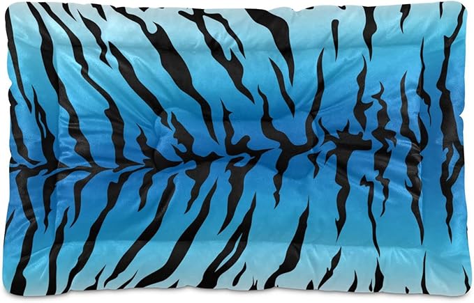 Pet Bed Blue Tiger Print Dog Bed Mat Absorbing Non Slip Pad Pet Sleeping Mat for Small, Medium, and Large Dogs Puppy Cat 36 in x 24 in