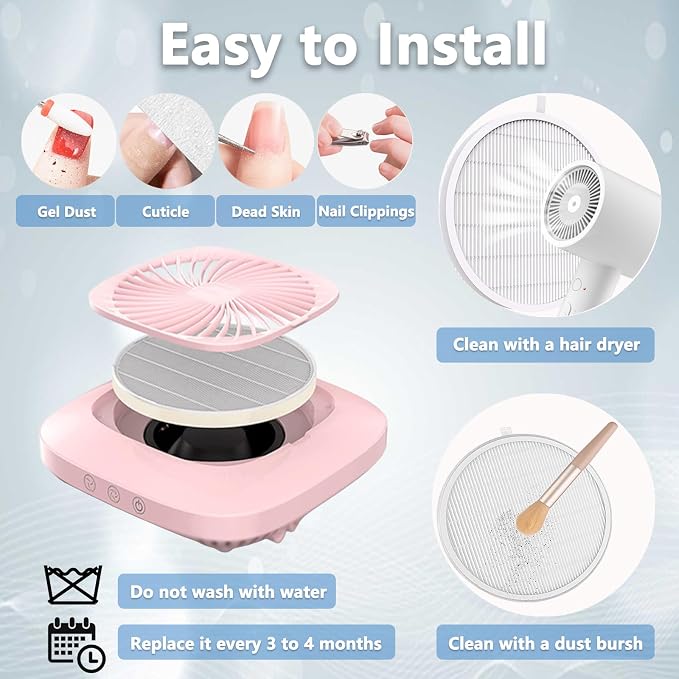 Nail Dust Collector Filter, Replacement Filters Compatible