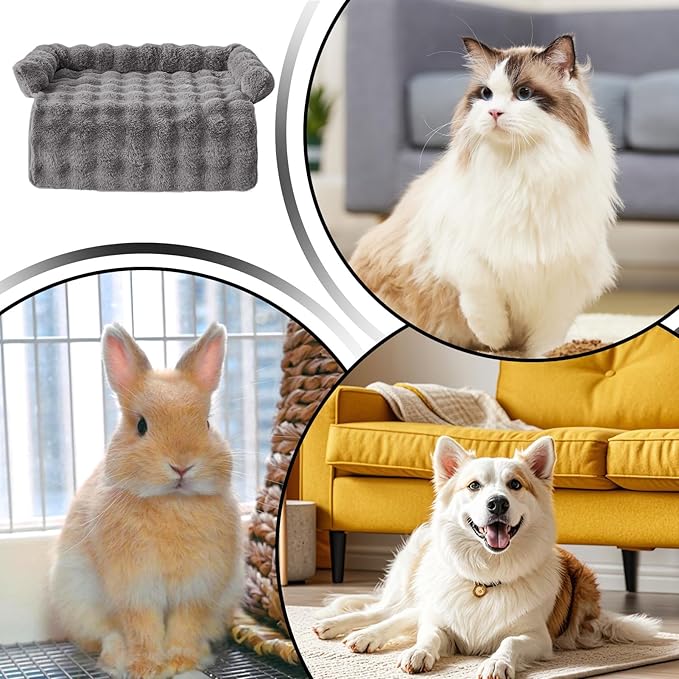Dog Bed Couch, Raised Edge Furniture Protector with Soft Cushion, Calming Dog Bed with Plush Design, Home Kitchen Living Room, Nursery Apartment Daily Rest 29.53x29.53x3.94 inches