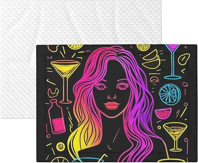 Waterproof Dog Blanket Soft Pet Blanket for Puppy Cat, Fleece Cat Throw Blankets for Furniture Bed Couch Sofa Reversible - Neon Bar Drinks