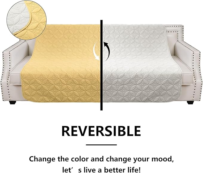 Waterproof Dog Blanket, Small Pet Couch Covers for Sofa, Chair Bed Furniture Protector Washable Reversible(30"x30",Sand+Cream and 52"x82", Sand+Cream)