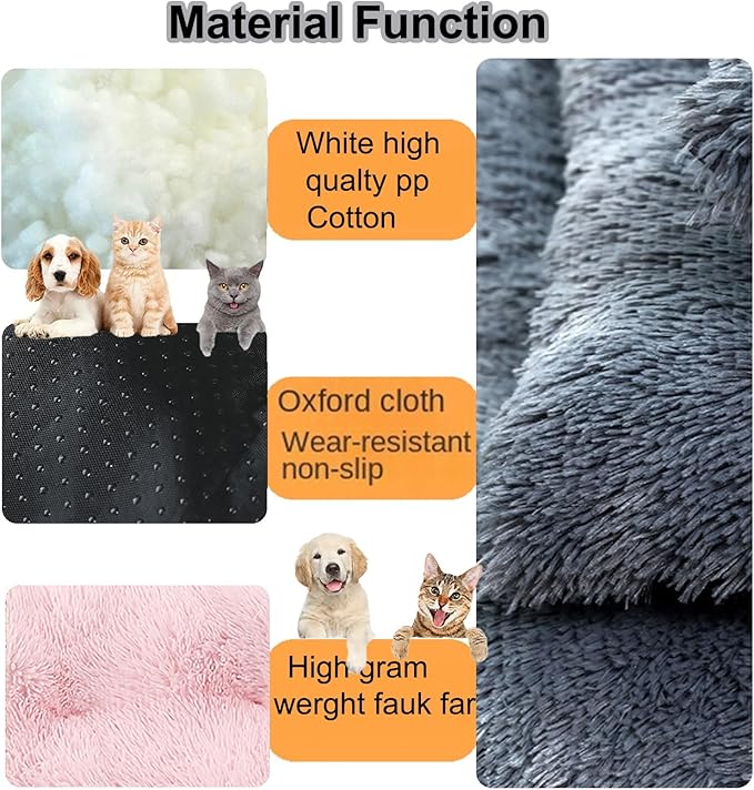 Dog Crate Mat, Dog Bed for Large Dogs, Comfy Fluffy Kennel Pad Anti-Slip for Dog beds & Furniture, Quilted Dog Bed for Pets for Medium/Small Dogs Cats (Color : Pink, Size : 36x25)