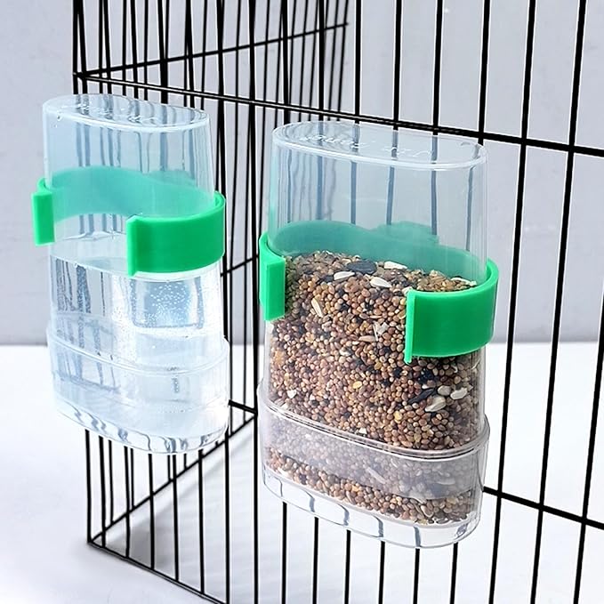 Bird Water Dispenser Parrot Water Feeder Bird Seed Container for Cage Parakeet Waterer Cage Accessories Automatic Feeding for Finch Lovebird Canary Small Birds(4Pcs)