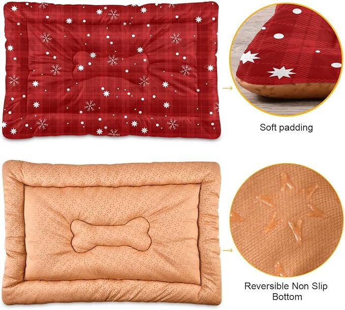 Pet Bed Red Buffalo Plaid Snowflake Christmas Dog Bed Mat Absorbing Non Slip Pad Pet Sleeping Mat for Small, Medium, and Large Dogs Puppy Cat 36 in x 24 in