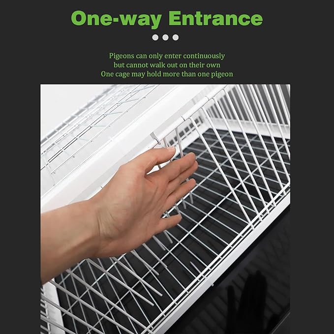 Pigeon Trap Cage with Escape-Proof Design Chicken Trap Bird Cage with One Way Entrance for Sparrows Quails Bird Chick and Duckling (15.75”L x 11.8” W x 10.24” H)