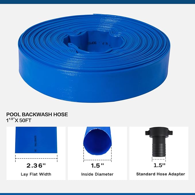 Eastrans 1 1/2 in x 50 ft Pool Backwash Hose Kit