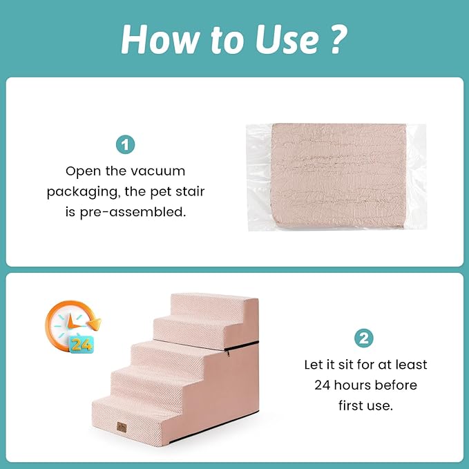 Dog Stairs for Small Dogs, 17.7" Extra Wide Detachable Pet Stairs for Couch and Bed, 23.6" H Non-Slip Dog Steps for Puppies and Old Cats, 17.7x29.5x23.6 inch, Pink
