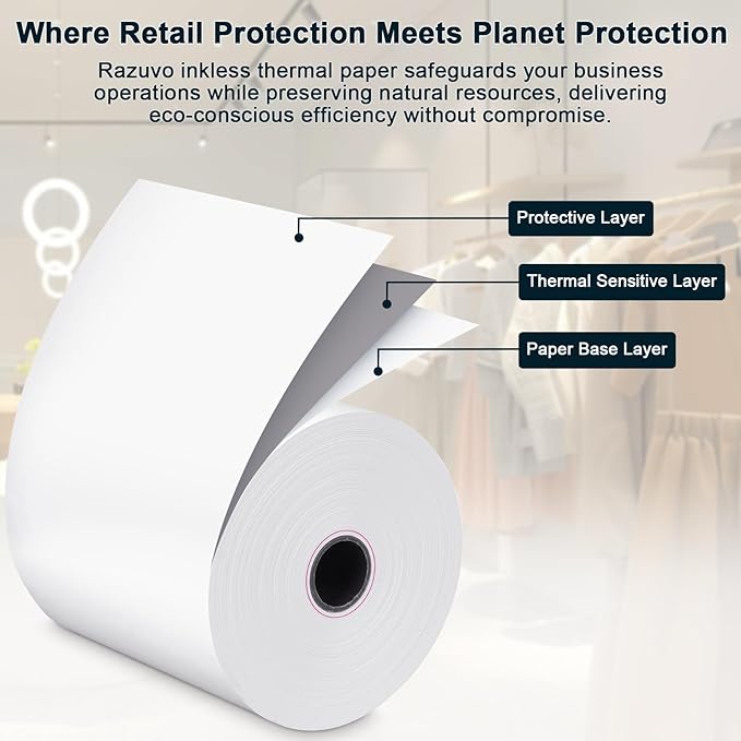 (200 Rolls) 2 1/4 x 50 Thermal Paper Rolls- Credit Card Receipt Paper - BPA-Free, Compatible with Clover Flex, Square Terminal and More