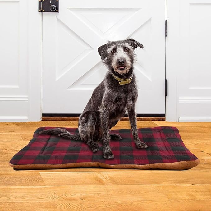 Pet Bed Red and Black Buffalo Plaid Christmas Dog Bed Mat Absorbing Non Slip Pad Pet Sleeping Mat for Small, Medium, and Large Dogs Puppy Cat 36 in x 24 in