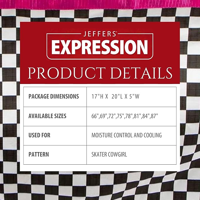 Jeffers Expression Fleece Cooler for Horses, Standard Neck, Skater Cowgirl 84"- Equine Towel Blanket, Moisture Absorbent, Light Weight, Best for Drying, Exercise, Bathing, Adjustable Belly Bands