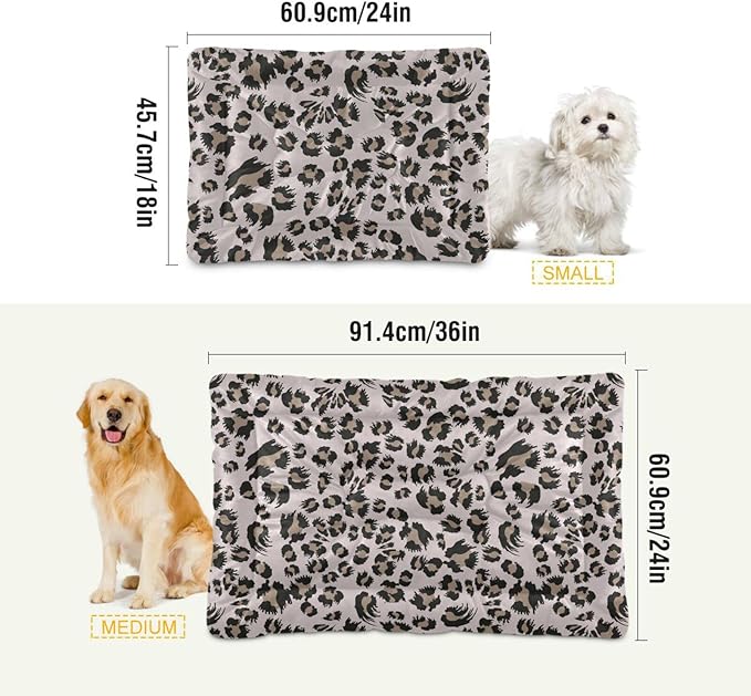 Leopard Print Pet Bed Cute Dog Bed Mat Absorbing Non Slip Pad Pet Sleeping Mat for Small, Medium, and Large Dogs Puppy Cat 24 in x 18 in