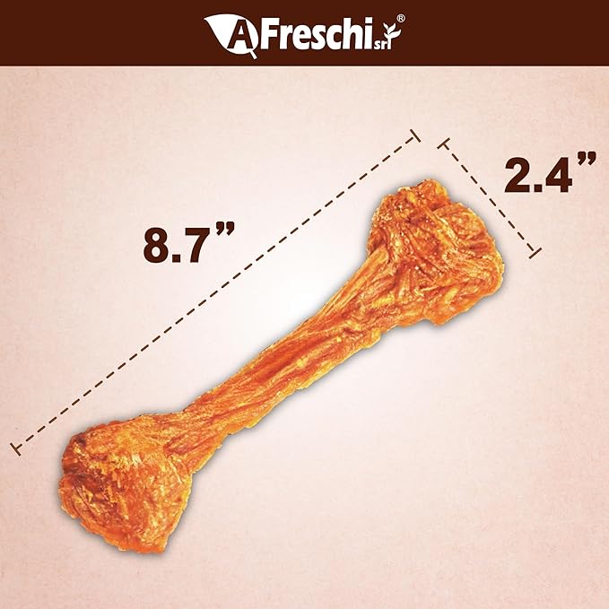 A Freschi srl Turkey Tendons for Dogs, Long-Lasting, Hypoallergenic Rawhide Alternative, Human Grade, Healthy Puppy Chews, Natural Dog Treats for Large Dogs, Bone (L), 10 Count Box