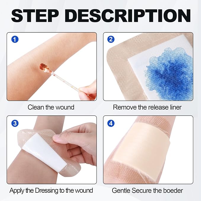 10 Pcs Silicone Foam Dressing 6x6 inch