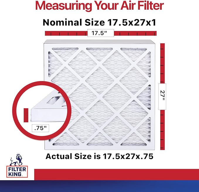 Filter King 17.5x27x1 Air Filter | 12-PACK | MERV 11 HVAC Pleated A/C Furnace