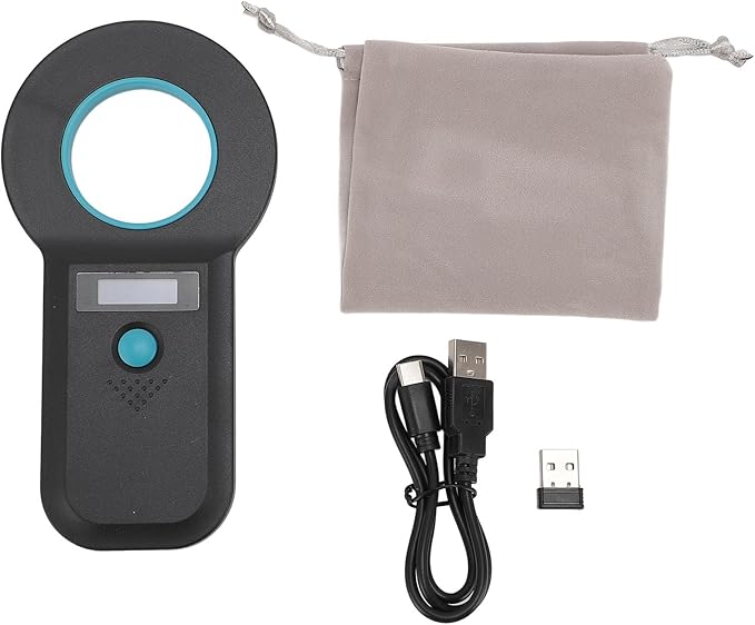aqxreight Pet Chip Scanner Animal Tag Reader USB Interface 15 Digits Microchip Recognizer for Cats Dogs 128 Data Storage Black Your Which Microchip Efficient Reliable Obtain Can This (Black)
