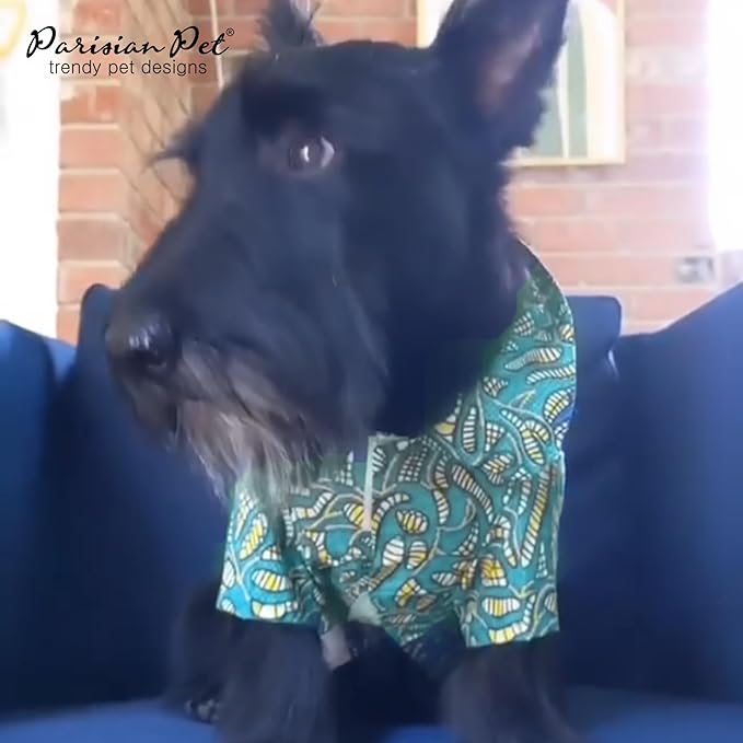 Parisian Pet Tribal Camp Dog Beach Shirt - 100% Cotton - XL Summer Clothes - Stylish Costume - Breathable and Cool - Machine Washable