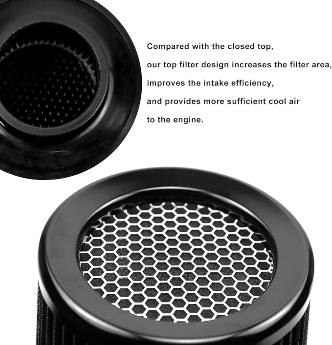 RYANSTAR 76mm 3" High Flow Round Tapered Cone Cool Air Filter Cleaner
