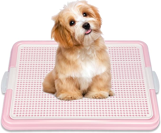 Dog Pee Pad Holder, Puppy Potty Training Tray 22.5”X16.5” for Small Dogs (Pink)