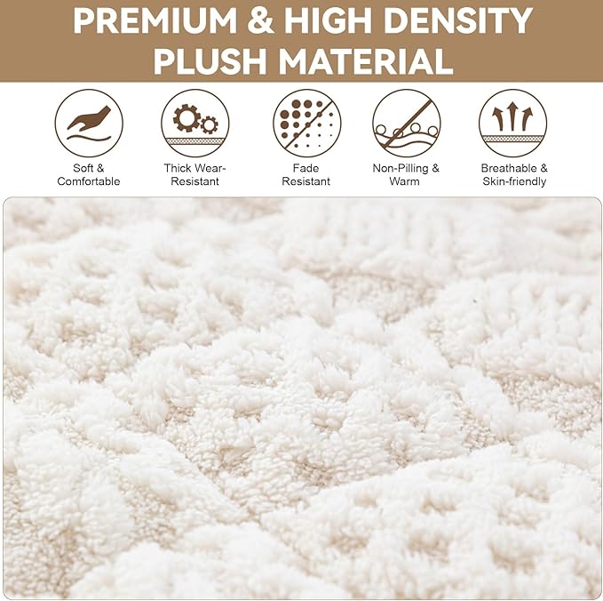 OTOB Couch Covers for 3 Cushion Sofa Pet Friendly Washable, All Seasons Non Slip Plush Fuzzy Sofa Covers, Geometric Jacquard Soft Cozy Dog Bed Mat Sofa Slipcovers Protector (White, 27.6" x 82.7")