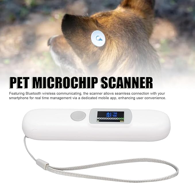 SUNGOOYUE Microchip Scanner, ABS Pet Microchip Tag Reader with 1.14 Inch Color Screen for Animal Management