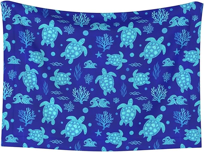 Two Sided Plush Pet Blanket for Crates Carriers Home Use, Watercolor Blue Sea Turtle, Reversible Throw with Cozy Dot Fabric and Silky Reverse for Small Large Pets